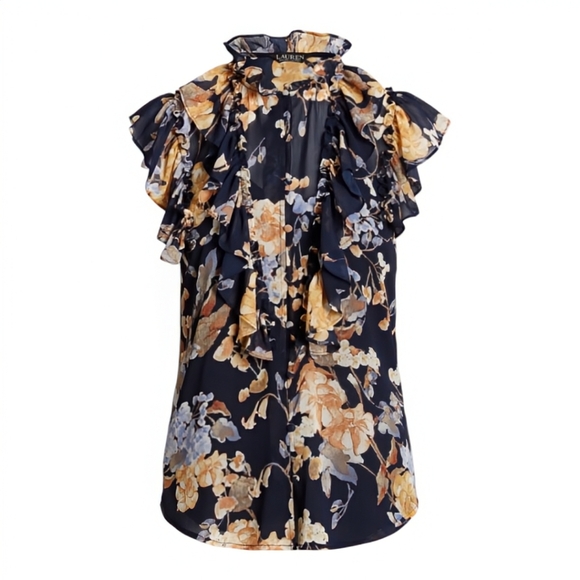 NEW Ralph Lauren Floral Georgette Sleeveless Top - Picture 1 of 8